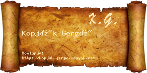 Kopják Gergő névjegykártya